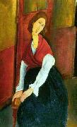Amedeo Modigliani Jeanne Hebuterne in Red Shawl oil painting on canvas
